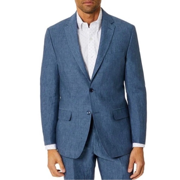 Tommy Hilfiger Mens Blazer Size 36 Regular Blue Linen Blend Jacket New